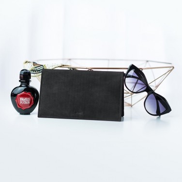 Cadeau pour femme, Porte chequier cuir velours Porte-clés 100% Cuir