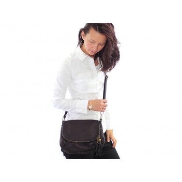 Sac bandoulière Cuir noir PALERME N1086 Sac en cuir PRIX DU WEB