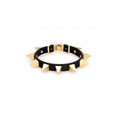 Bracelet tendance noir, Pique plaqué Or - Bracelet femme "Prickly" 18 cm