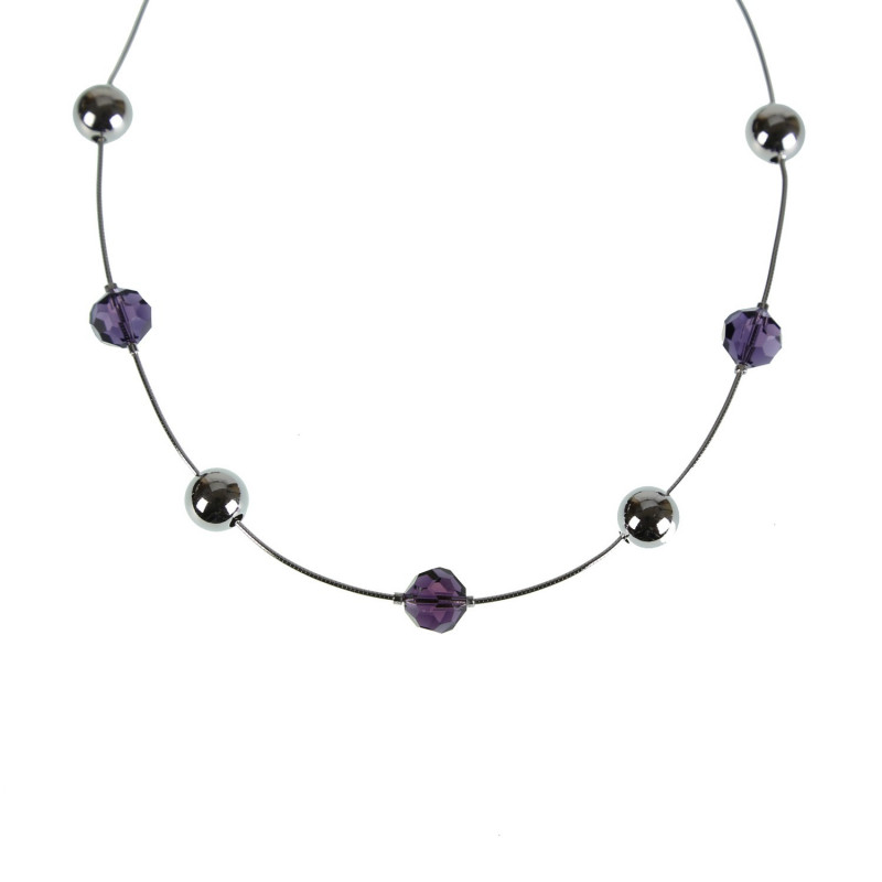 Collier chaine Argent 925 Cristaux violet N634