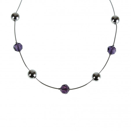 Collier Femme chaine Argent 925/1000 Cristaux violet - SOLDES