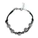 Bracelet Femme fantaisie Fil noir Argent 925/1000 Perles paillette argentée - Soldes