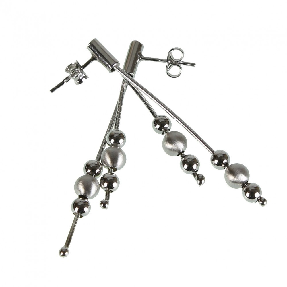 Boucles d'oreilles pendantes en argent massif 925 Perles N645