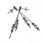 Boucles d'oreilles pendantes en argent massif 925 Perles N645