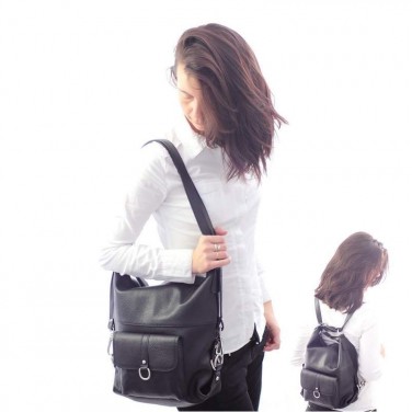 2 EN 1 Sac à main Sac à dos en cuir de vachette N1263 Marron/Taupe Achat/cadeau utile