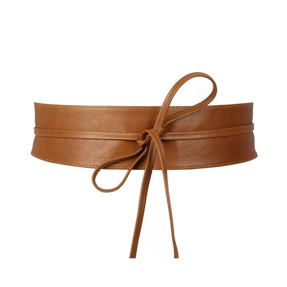 Ceinture pour femme. large à nouer en cuir de vachette - Accessoire Tendance