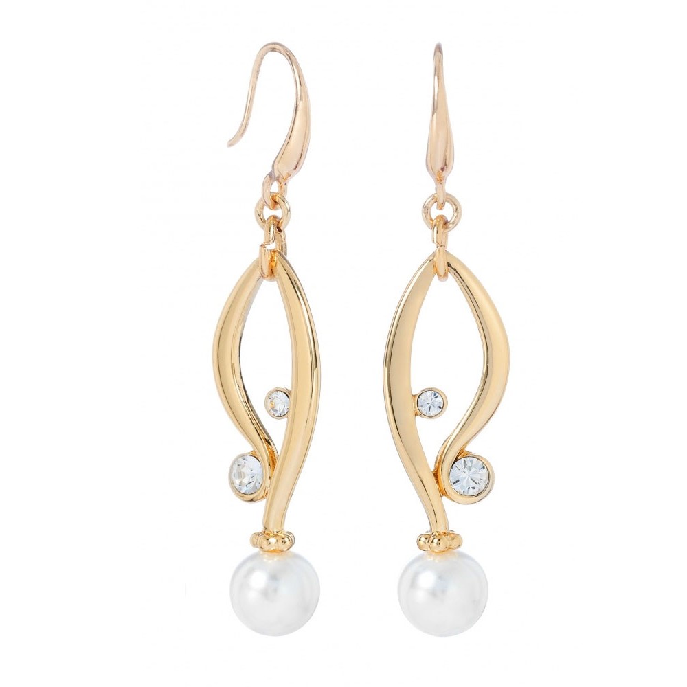 Jolie boucles d'oreilles goutte d'eau perles plaqué or - Bijoux mode