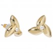 Bijoux - Boucles d'oreilles plaque or fleur poli cristal Swarovski 597