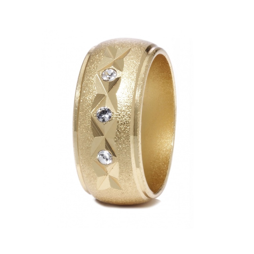 Bague anneau plaqué Or Cristaux - Bijoux fantaisie - 462 T 58-60 mm tour de doigt