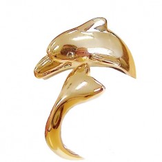 Bague Dolphin plaque Or jaune 24 carats. taille ajustable - Olivia Bijoux 50-60 MM AJUSTABLE 