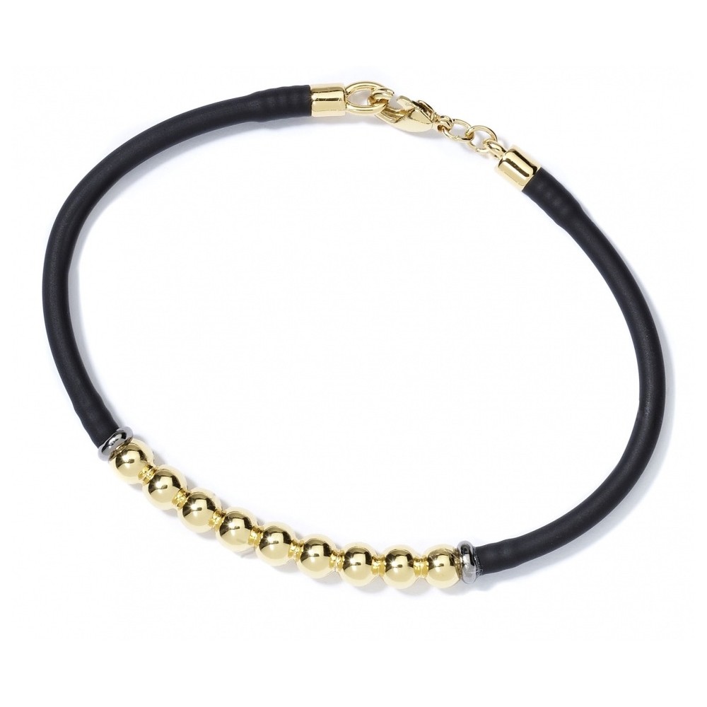 Bracelet tendance Cautchouc noir Plaqué Or 24 carats N999
