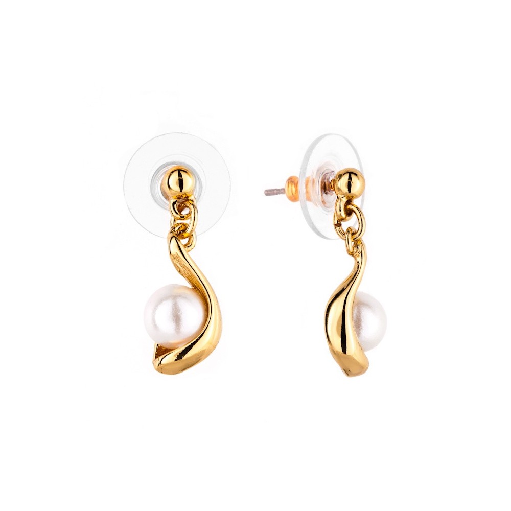 Jolie boucles d'oreilles goutte d'eau perles plaqué or - Bijoux mode
