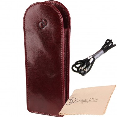 Etui "KLASIK" 100% CUIR, étui à lunettes de vue, étui en cuir véritable 18 x 7 cm