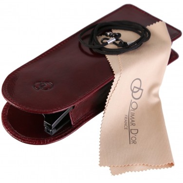 Etui "KLASIK" 100% CUIR, étui à lunettes de vue, étui en cuir véritable 18 x 7 cm
