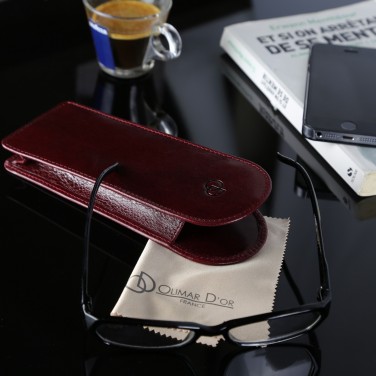 Etui "KLASIK" 100% CUIR, étui à lunettes de vue, étui en cuir véritable 18 x 7 cm