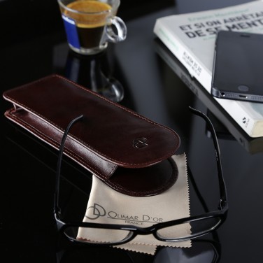 Etui "KLASIK" 100% CUIR, étui à lunettes de vue, étui en cuir véritable 18 x 7 cm