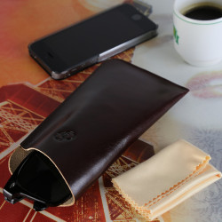 PACK Etui Lunette "CLASSIC" 100% CUIR, étui à lunettes de vue, étui cuir véritable 17 x 8,5 cm - Cordon et Chiffon