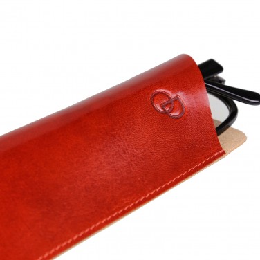 Etui "CLASIK n°1" 100% CUIR, étui à lunettes de vue, étui pochette en cuir véritable 17 x 6.5 cm + Lingette + Cordelette