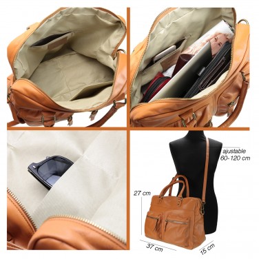 Sac à Main Femme Cuir, Sac en cuir De Vachette - Porte Main / Epaule modèle "So-CITY"