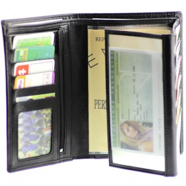 Leather Wallet - Portefeuille cuir noir - Homme / Femme - PACK Emballage Cadeau Noël, une Fête, un Anniversaire