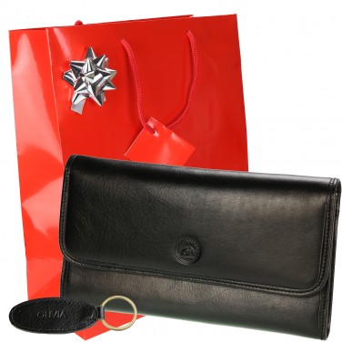 GRAND CLASSIQUE Portefeuille en cuir NOIR N1328 - Grand Portefeuille Homme PACK cadeau Noël. une fête. un anniversaire