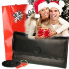 GRAND CLASSIQUE Portefeuille en cuir NOIR N1328 - Grand Portefeuille Homme PACK cadeau Noël. une fête. un anniversaire