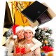 PACK Cadeau Portefeuille homme cuir marron + porte-clés + emballage TK, Noël Anniversaire 