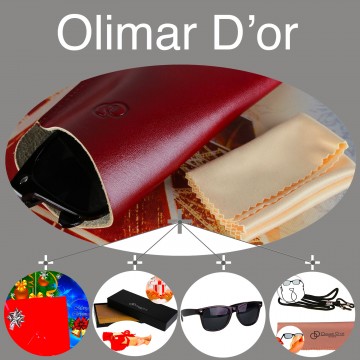 PACK Etui Lunette "CLASSIC" 100% CUIR, étui à lunettes de vue, étui cuir véritable 17 x 8,5 cm - Cordon et Chiffon