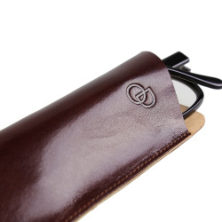 Etui "CLASIK n°1" 100% CUIR, étui à lunettes de vue, étui pochette en cuir véritable 17 x 6.5 cm + Lingette + Cordelette