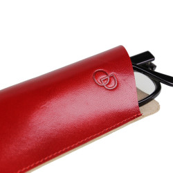 Etui "CLASIK n°1" 100% CUIR, étui à lunettes de vue, étui pochette en cuir véritable 17 x 6.5 cm + Lingette + Cordelette