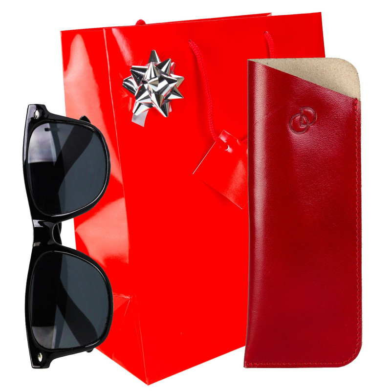 Etui "CLASIK n°1" 100% CUIR, étui à lunettes de vue, étui pochette en cuir véritable 17 x 6.5 cm + Lingette + Cordelette