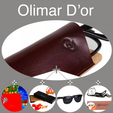 Pack Cadeau Noel "CLASIK n°1" 100% CUIR, étui à lunettes + lunettes + accessoires + emballage