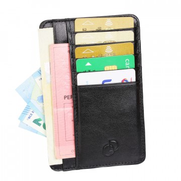 Portefeuille "SLIMI1" type étui cuir véritable TRAVEL-CITY 14x9 cm