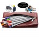 Grande trousse en cuir, organisateur, crayons stylos "ARCHI" 100% CUIR 21 x 11 cm -Trousses Scolaires, Etudiants, Dessinateurs