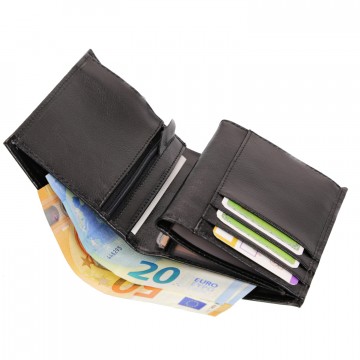 Portefeuille cuir noir TK243 / PACK cadeau Noël, une Fête, un Anniversaire