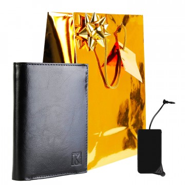 Portefeuille cuir noir TK245 + CADEAU / Noël, une Fête, un Anniversaire