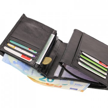 Portefeuille cuir noir TK245 + CADEAU / Noël, une Fête, un Anniversaire