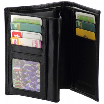 GRAND CLASSIQUE Portefeuille en cuir NOIR N1328 - Grand Portefeuille Homme PACK cadeau Noël. une fête. un anniversaire