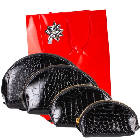 Grande trousse de voyage toillete cosmétique Cuir noir UNISEXE N°112