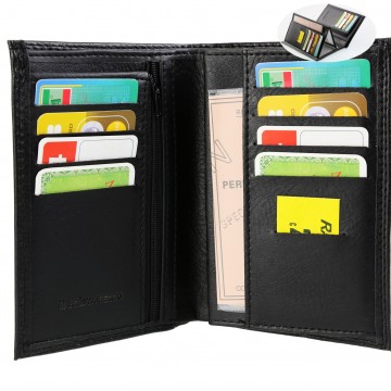 Grand portefeuille homme / Portefeuille pas chers simili noir N3057 format Carte grise