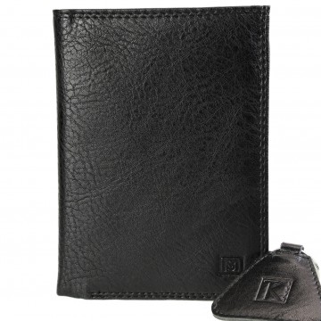 Grand portefeuille homme / Portefeuille en cuir noir N1559 Carte grise Cadeau homme