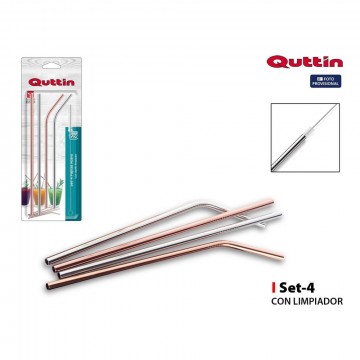set de 4 pailles en acier avec nettoyant quttin