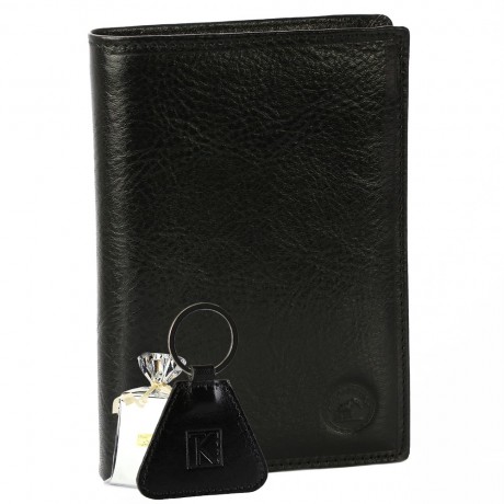 GRAND CLASSIQUE Portefeuille en cuir NOIR N1328 - Grand Portefeuille Homme PACK cadeau Noël. une fête. un anniversaire