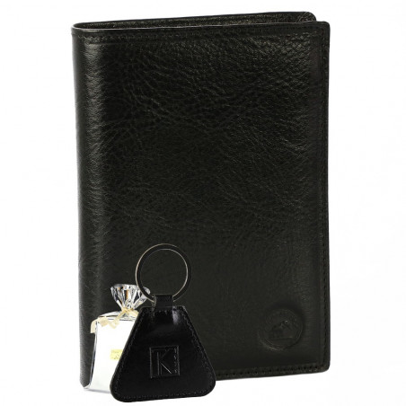 GRAND CLASSIQUE Portefeuille en cuir NOIR N1328+PCTK - Grand Portefeuille Homme PACK cadeau Noël. une fête. un anniversaire