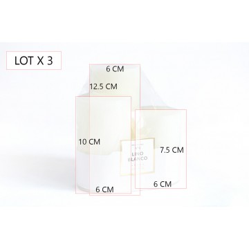 Bougies" GLASS CLASSIC LINO BLANCO Lot de 3 PCS Bougies Parfumée