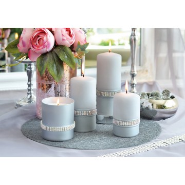 Bougie Cylindrique "LAURA" 14x7 cm GRIS