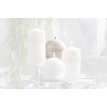 Bougie Ronde CANDLE Mariage  diamètre 12 cm BLANC