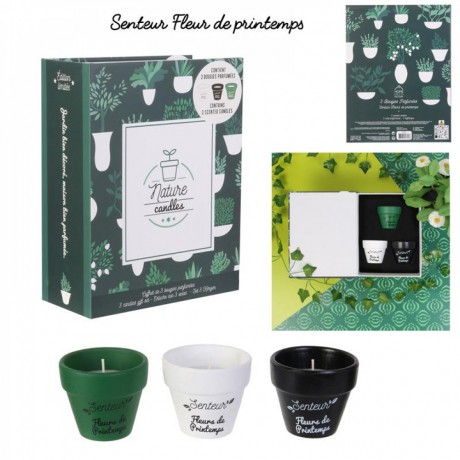 bougie parfumee terracotta x3 coffret jardin