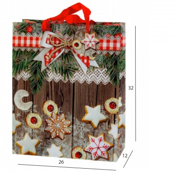 Sac de Noël "biscuits de Noël" 26x32x12cm