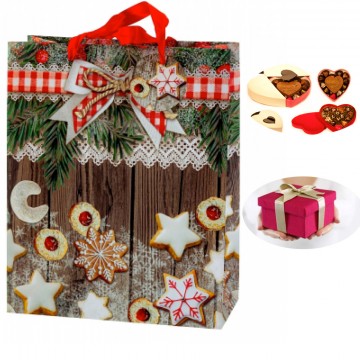 Sac de Noël "biscuits de Noël" 26x32x12cm